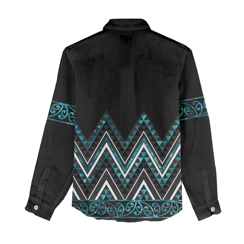 Paua Shell Aotearoa Mangopare Kowhaiwhai and Niho Taniwha Women Casual Shirt Maori New Zealand LT14 - Polynesian Pride