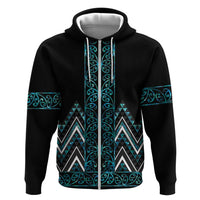 Paua Shell Aotearoa Mangopare Kowhaiwhai and Niho Taniwha Zip Hoodie Maori New Zealand LT14 Zip Hoodie Turquoise - Polynesian Pride