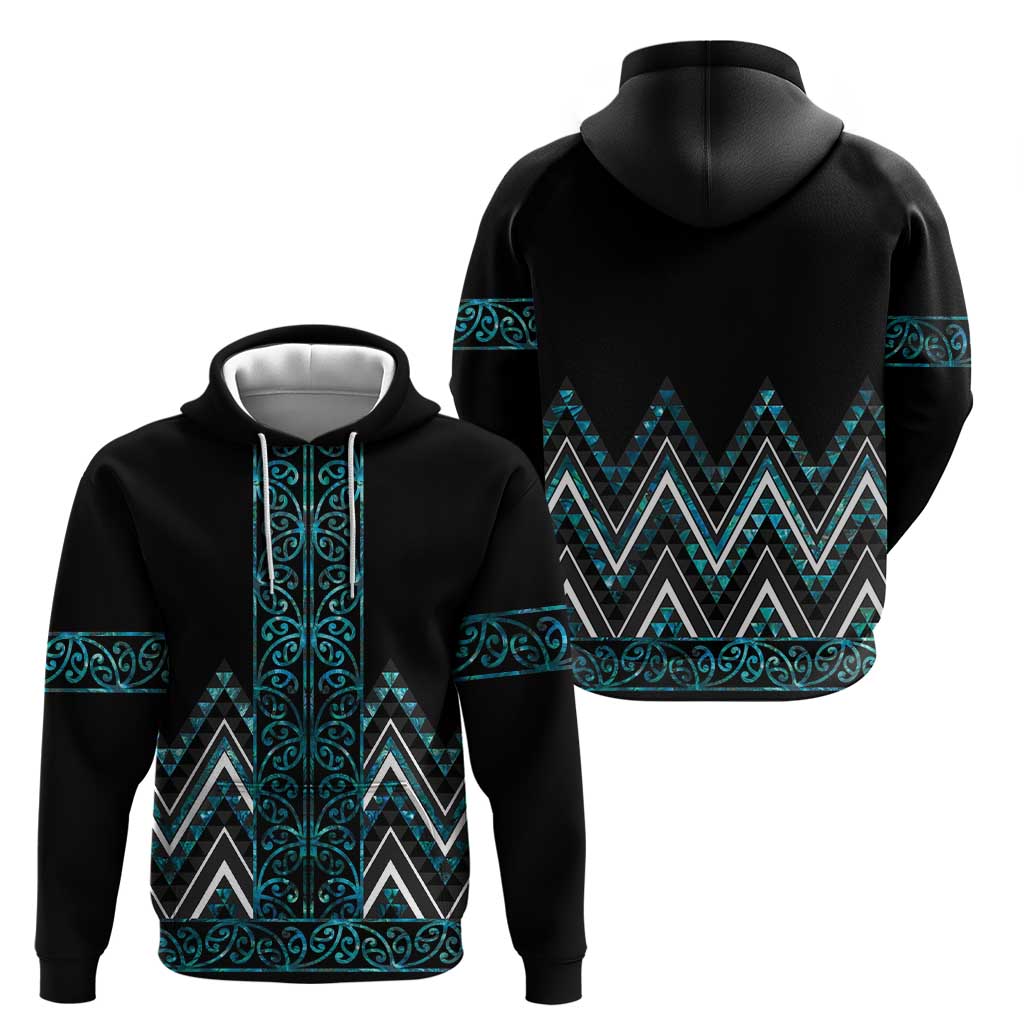 Paua Shell Aotearoa Mangopare Kowhaiwhai and Niho Taniwha Zip Hoodie Maori New Zealand LT14 - Polynesian Pride
