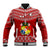 Tonga Rugby Baseball Jacket 2023 World Cup Tongan Kupesi Ngatu Pattern LT14 Unisex Red - Polynesian Pride