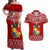 Tonga Rugby Couples Matching Off Shoulder Maxi Dress and Hawaiian Shirt 2023 World Cup Tongan Kupesi Ngatu Pattern LT14 Red - Polynesian Pride