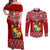 Tonga Rugby Couples Matching Off Shoulder Maxi Dress and Long Sleeve Button Shirts 2023 World Cup Tongan Kupesi Ngatu Pattern LT14 Red - Polynesian Pride