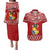 Tonga Rugby Couples Matching Puletasi Dress and Hawaiian Shirt 2023 World Cup Tongan Kupesi Ngatu Pattern LT14 Red - Polynesian Pride