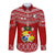 Tonga Rugby Long Sleeve Button Shirt 2023 World Cup Tongan Kupesi Ngatu Pattern LT14 Unisex Red - Polynesian Pride