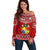 Tonga Rugby Off Shoulder Sweater 2023 World Cup Tongan Kupesi Ngatu Pattern LT14 Women Red - Polynesian Pride