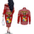 Custom Tonga Rugby Couples Matching Off The Shoulder Long Sleeve Dress and Long Sleeve Button Shirts 2023 World Cup Tongan Kupesi Ngatu Pattern LT14 - Polynesian Pride