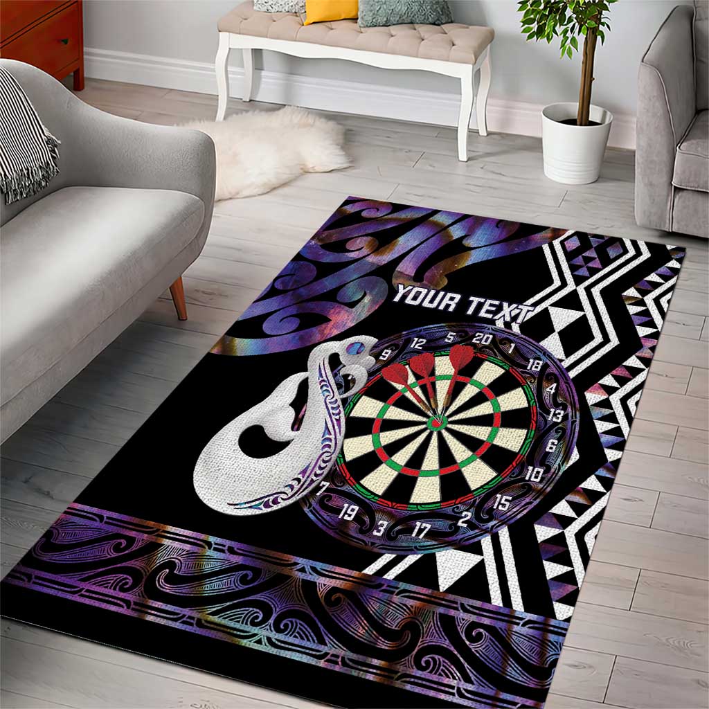 Personalised New Zealand Darts Area Rug Ngutukaka Manaia Taniko Luxury Purple LT14 - Polynesian Pride