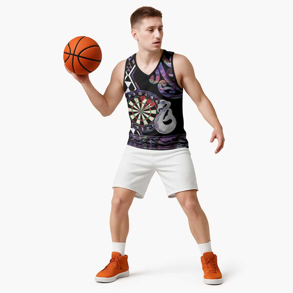 Personalised New Zealand Darts Basketball Jersey Ngutukaka Manaia Taniko Luxury Purple - Polynesian Pride