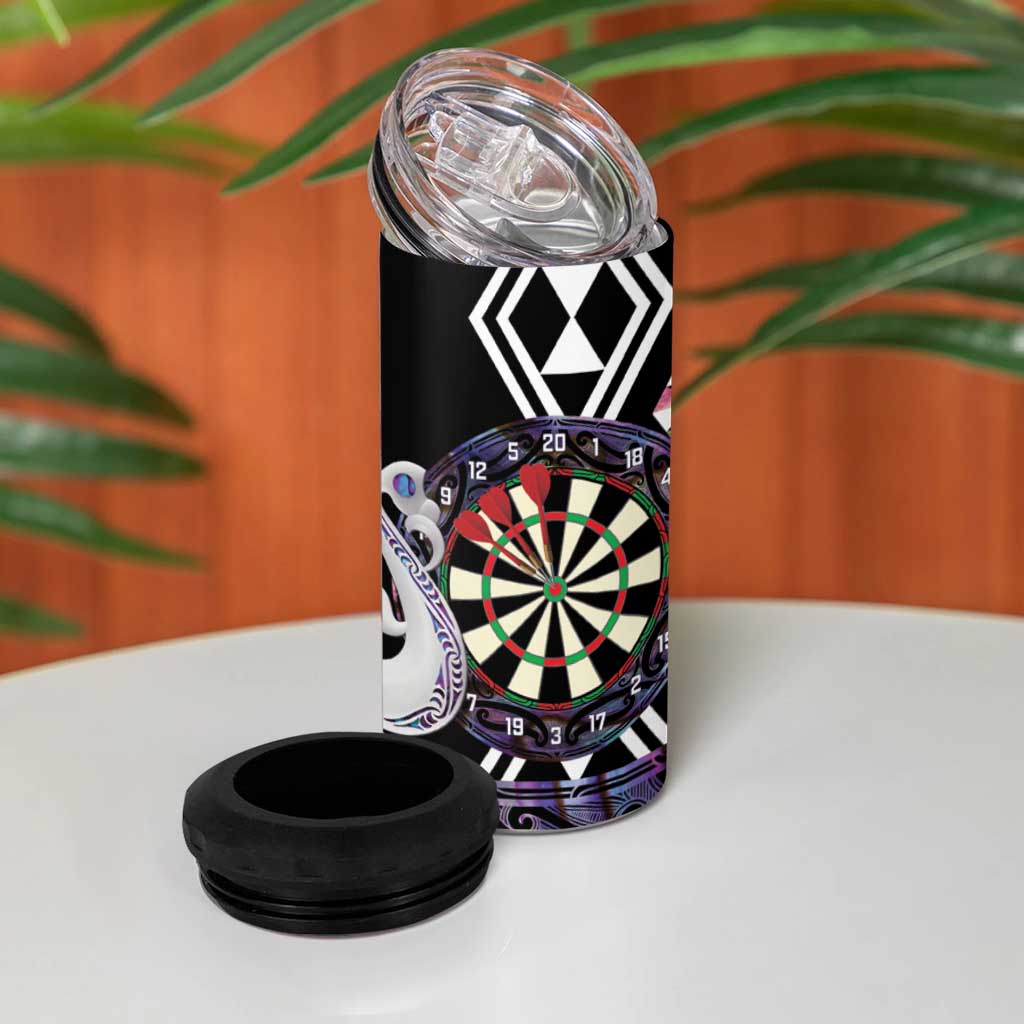 Personalised New Zealand Darts 4 in 1 Can Cooler Tumbler Ngutukaka Manaia Taniko Luxury Purple LT14 - Polynesian Pride