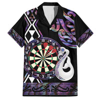 Personalised New Zealand Darts Family Matching Long Sleeve Bodycon Dress and Hawaiian Shirt Ngutukaka Manaia Taniko Luxury Purple LT14 Dad's Shirt - Short Sleeve Purple - Polynesian Pride