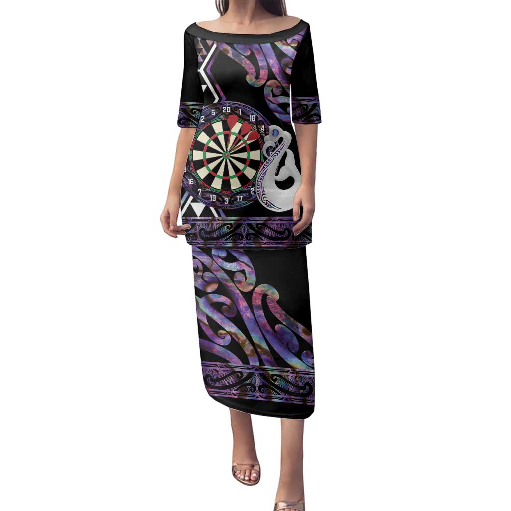 Personalised New Zealand Darts Family Matching Puletasi and Hawaiian Shirt Ngutukaka Manaia Taniko Luxury Purple LT14 Mom's Dress Purple - Polynesian Pride
