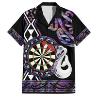 Personalised New Zealand Darts Family Matching Short Sleeve Bodycon Dress and Hawaiian Shirt Ngutukaka Manaia Taniko Luxury Purple LT14 Dad's Shirt - Short Sleeve Purple - Polynesian Pride