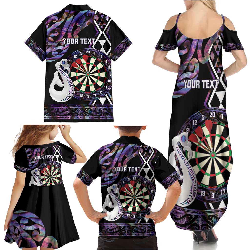 Personalised New Zealand Darts Family Matching Summer Maxi Dress and Hawaiian Shirt Ngutukaka Manaia Taniko Luxury Purple LT14 - Polynesian Pride