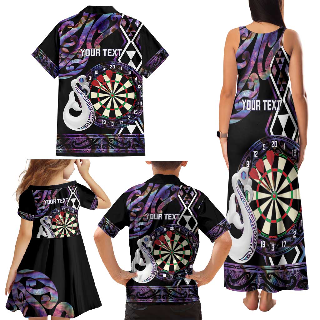 Personalised New Zealand Darts Family Matching Tank Maxi Dress and Hawaiian Shirt Ngutukaka Manaia Taniko Luxury Purple LT14 - Polynesian Pride