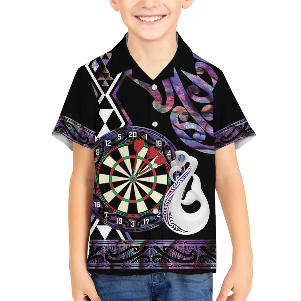 Personalised New Zealand Darts Family Matching Tank Maxi Dress and Hawaiian Shirt Ngutukaka Manaia Taniko Luxury Purple LT14 Son's Shirt Purple - Polynesian Pride
