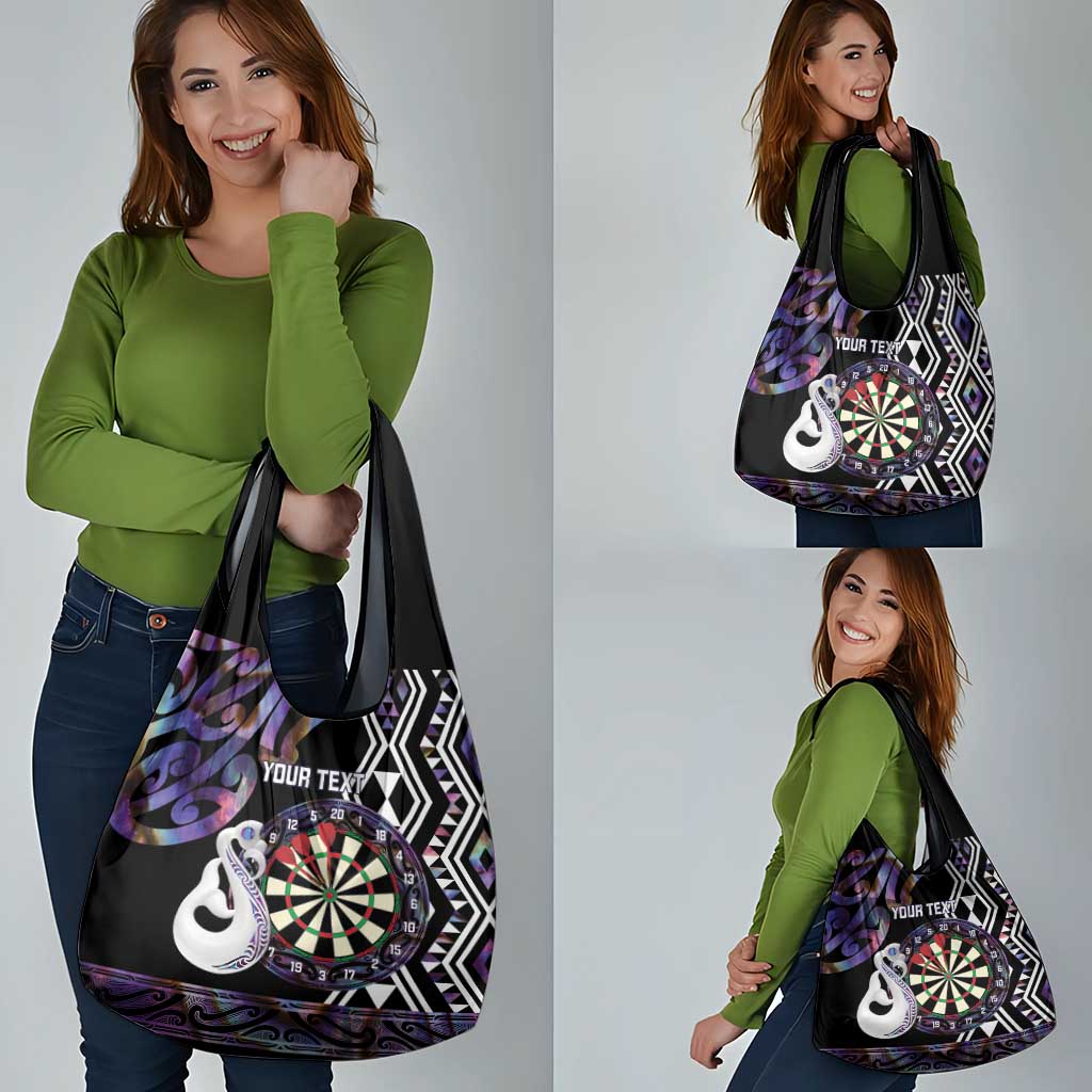 Personalised New Zealand Darts Grocery Bag Ngutukaka Manaia Taniko Luxury Purple - Polynesian Pride