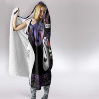 Personalised New Zealand Darts Hooded Blanket Ngutukaka Manaia Taniko Luxury Purple - Polynesian Pride