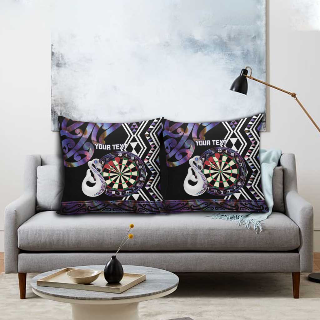 Personalised New Zealand Darts Pillow Cover Ngutukaka Manaia Taniko Luxury Purple - Polynesian Pride