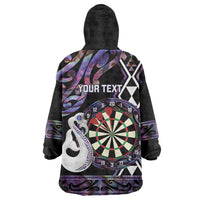 Personalised New Zealand Darts Wearable Blanket Hoodie Ngutukaka Manaia Taniko Luxury Purple LT14 - Polynesian Pride