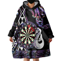 Personalised New Zealand Darts Wearable Blanket Hoodie Ngutukaka Manaia Taniko Luxury Purple LT14 - Polynesian Pride