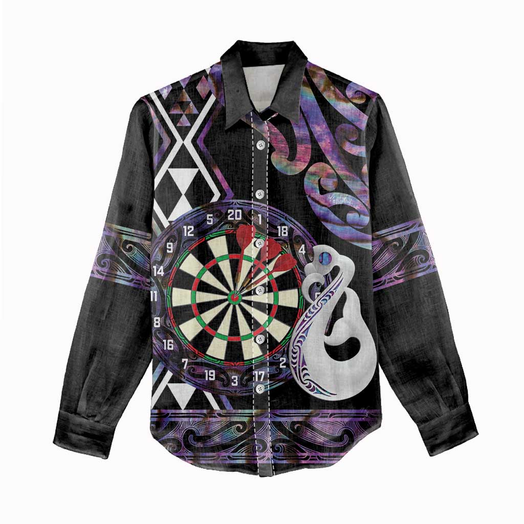 Personalised New Zealand Darts Women Casual Shirt Ngutukaka Manaia Taniko Luxury Purple LT14 - Polynesian Pride