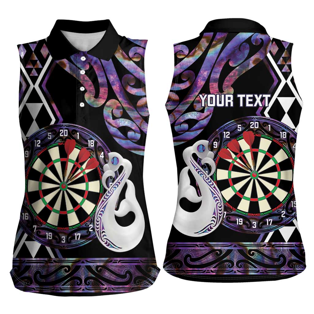 Personalised New Zealand Darts Women Sleeveless Polo Shirt Ngutukaka Manaia Taniko Luxury Purple LT14 - Polynesian Pride