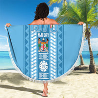 Fiji Day 1970 Beach Blanket For Fiji Ever Fiji Tapa Pattern Blue LT14 - Polynesian Pride