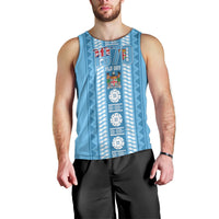Fiji Day 1970 Men Tank Top For Fiji Ever Fiji Tapa Pattern Blue LT14 - Polynesian Pride