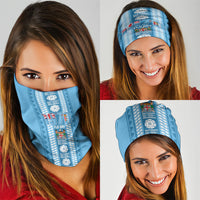 Fiji Day 1970 Neck Gaiter For Fiji Ever Fiji Tapa Pattern Blue LT14 - Polynesian Pride