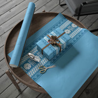 Fiji Day 1970 Wrapping Paper For Fiji Ever Fiji Tapa Pattern Blue LT14 - Polynesian Pride