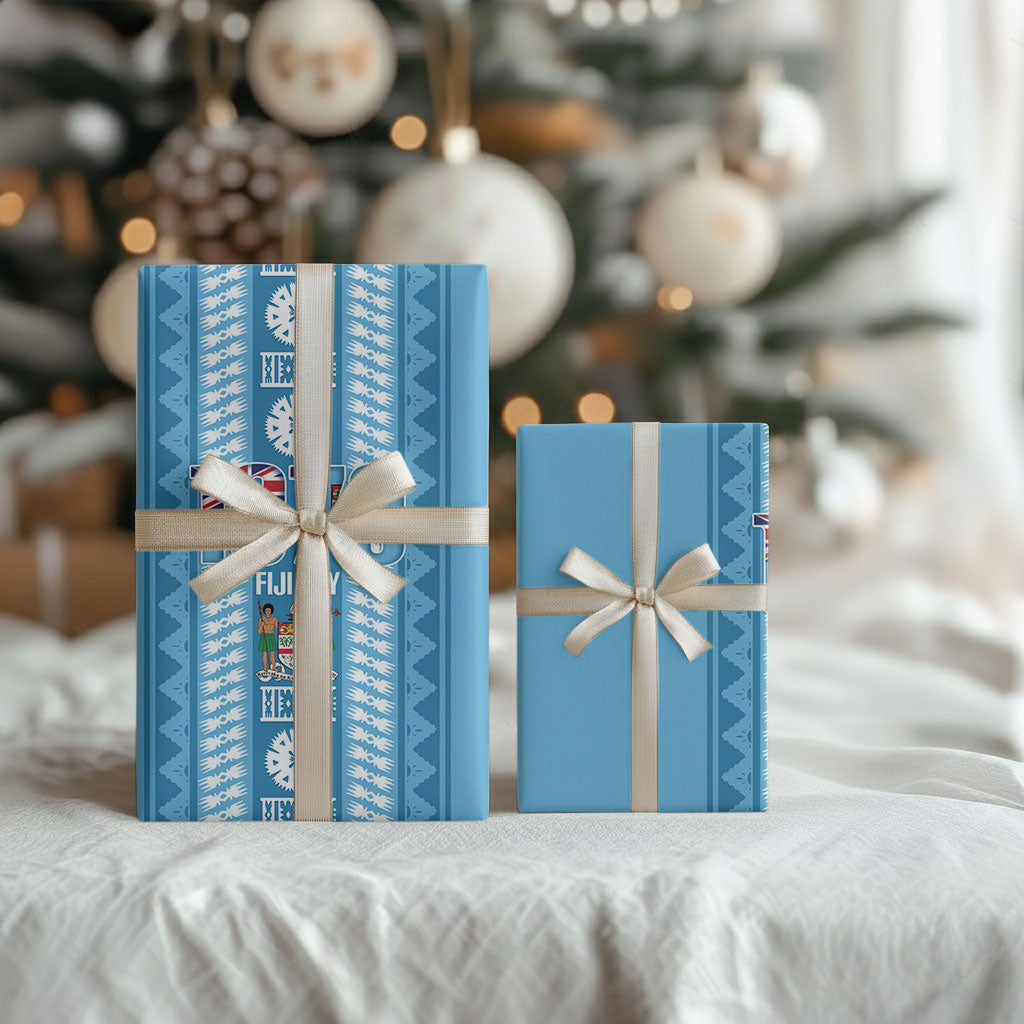 Fiji Day 1970 Wrapping Paper For Fiji Ever Fiji Tapa Pattern Blue LT14 - Polynesian Pride