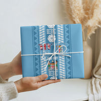 Fiji Day 1970 Wrapping Paper For Fiji Ever Fiji Tapa Pattern Blue LT14 - Polynesian Pride