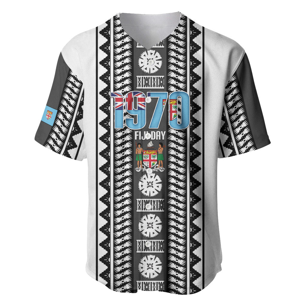 Fiji Day 1970 Baseball Jersey For Fiji Ever Fiji Tapa Pattern White LT14 White - Polynesian Pride