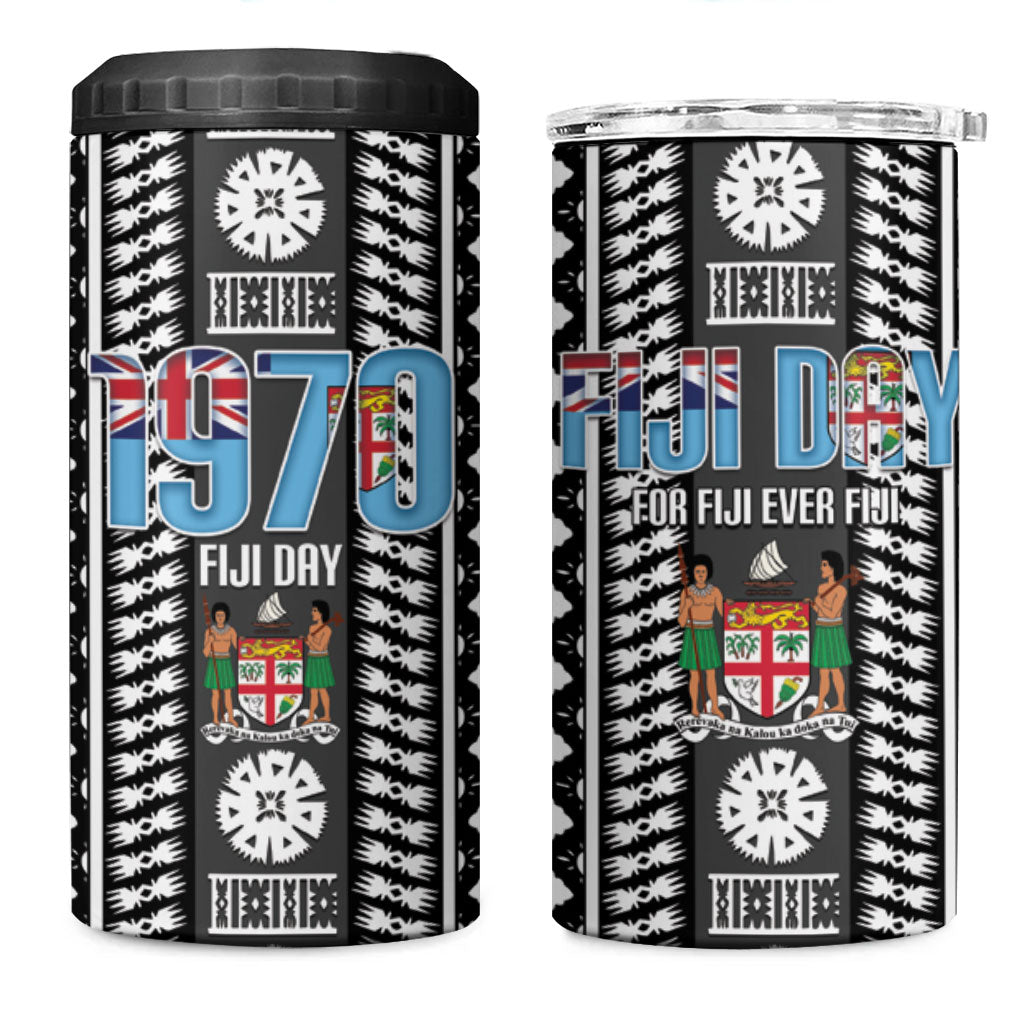 Fiji Day 1970 4 in 1 Can Cooler Tumbler For Fiji Ever Fiji Tapa Pattern White LT14 One Size: 16 oz White - Polynesian Pride