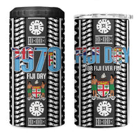 Fiji Day 1970 4 in 1 Can Cooler Tumbler For Fiji Ever Fiji Tapa Pattern White LT14 One Size: 16 oz White - Polynesian Pride