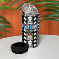 Fiji Day 1970 4 in 1 Can Cooler Tumbler For Fiji Ever Fiji Tapa Pattern White LT14 - Polynesian Pride