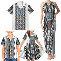 Fiji Day 1970 Family Matching Tank Maxi Dress and Hawaiian Shirt For Fiji Ever Fiji Tapa Pattern White