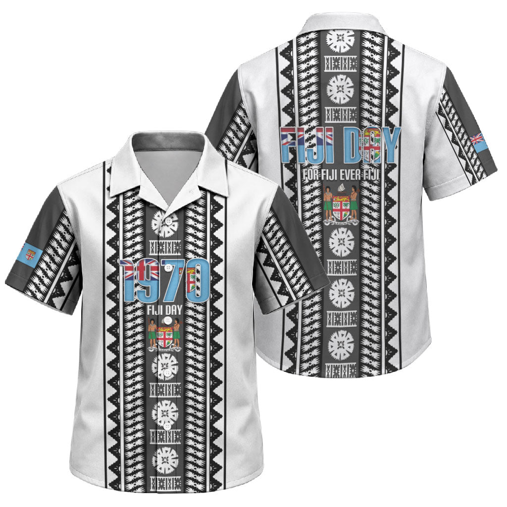 Fiji Day 1970 Family Matching Tank Maxi Dress and Hawaiian Shirt For Fiji Ever Fiji Tapa Pattern White