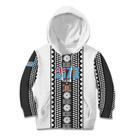 Fiji Day 1970 Kid Hoodie For Fiji Ever Fiji Tapa Pattern White LT14 Hoodie White - Polynesian Pride