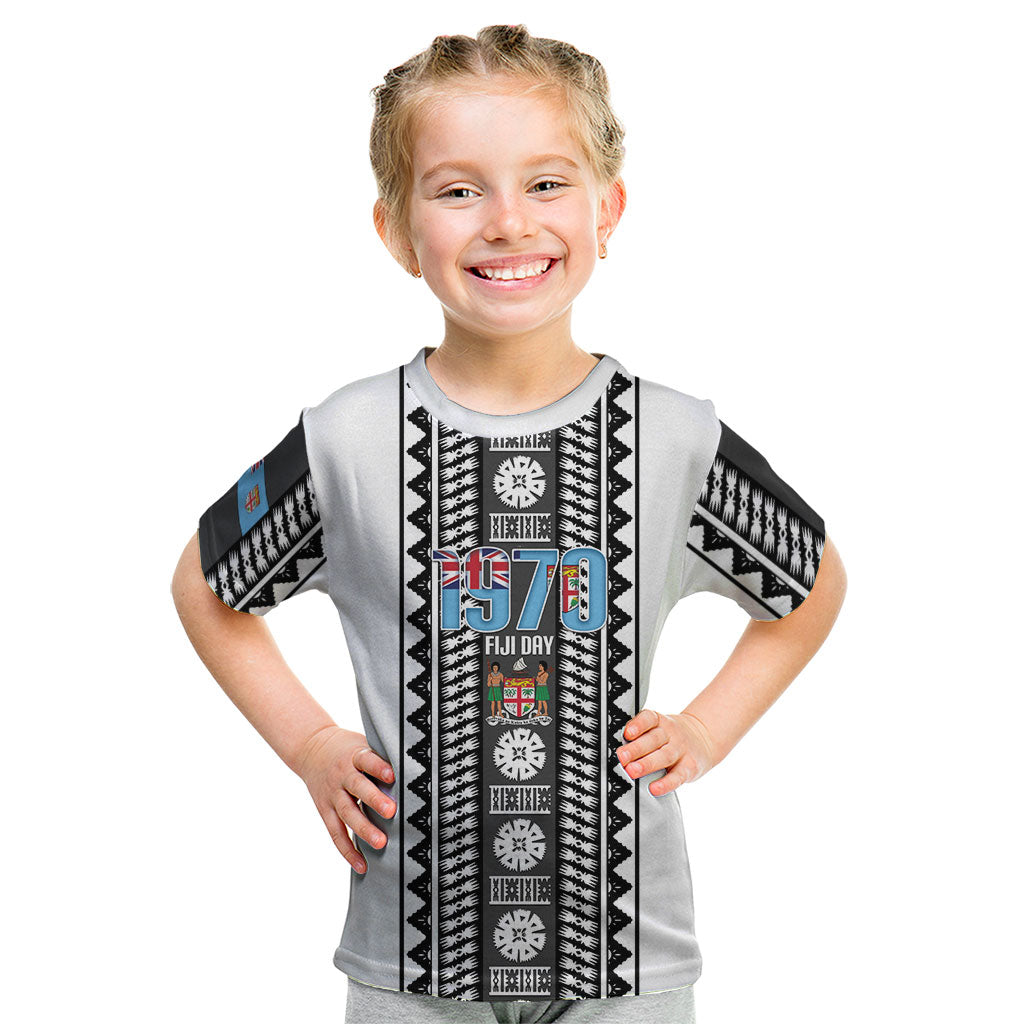 Fiji Day 1970 Kid T Shirt For Fiji Ever Fiji Tapa Pattern White LT14 White - Polynesian Pride