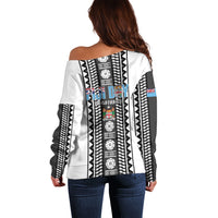 Fiji Day 1970 Off Shoulder Sweater For Fiji Ever Fiji Tapa Pattern White LT14 - Polynesian Pride