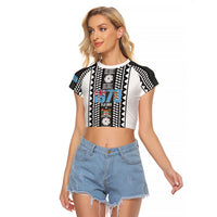 Fiji Day 1970 Raglan Cropped T Shirt For Fiji Ever Fiji Tapa Pattern White LT14 Female White - Polynesian Pride
