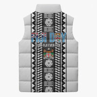 Fiji Day 1970 Sleeveless Puffer Jacket For Fiji Ever Fiji Tapa Pattern White LT14 - Polynesian Pride