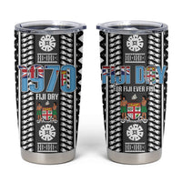 Fiji Day 1970 Tumbler Cup For Fiji Ever Fiji Tapa Pattern White LT14 White - Polynesian Pride