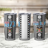Fiji Day 1970 Tumbler Cup For Fiji Ever Fiji Tapa Pattern White LT14 - Polynesian Pride