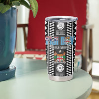 Fiji Day 1970 Tumbler Cup For Fiji Ever Fiji Tapa Pattern White LT14 - Polynesian Pride