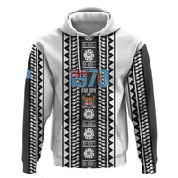 Fiji Day 1970 Zip Hoodie For Fiji Ever Fiji Tapa Pattern White LT14 Pullover Hoodie White - Polynesian Pride