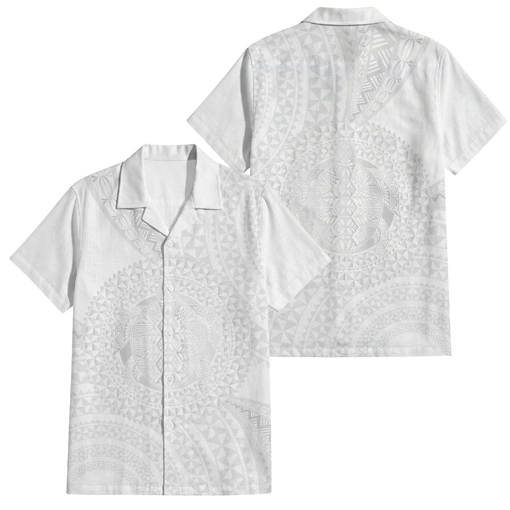 Tonga White Sunday Family Matching Summer Maxi Dress and Hawaiian Shirt Fakame Tongan Ngatu Turtle