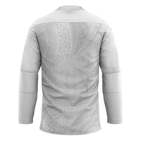 Tonga White Sunday Hockey Jersey Fakame Tongan Ngatu Turtle LT14 - Polynesian Pride