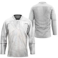 Tonga White Sunday Hockey Jersey Fakame Tongan Ngatu Turtle LT14 - Polynesian Pride